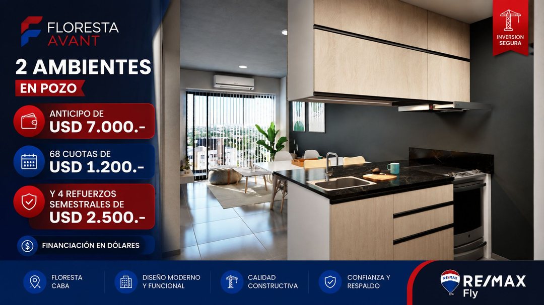 VENTA DPTO 2 AMB FLORESTA POZO ANTICIPO Y CUOTAS