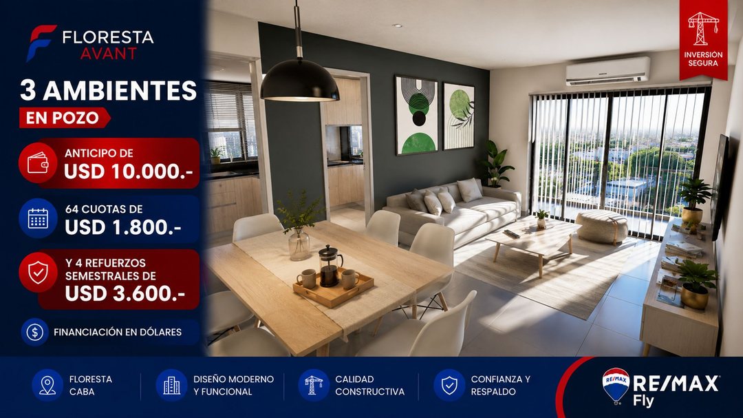 VENTA DPTO 3 AMB FLORESTA POZO ANTICIPO Y CUOTAS
