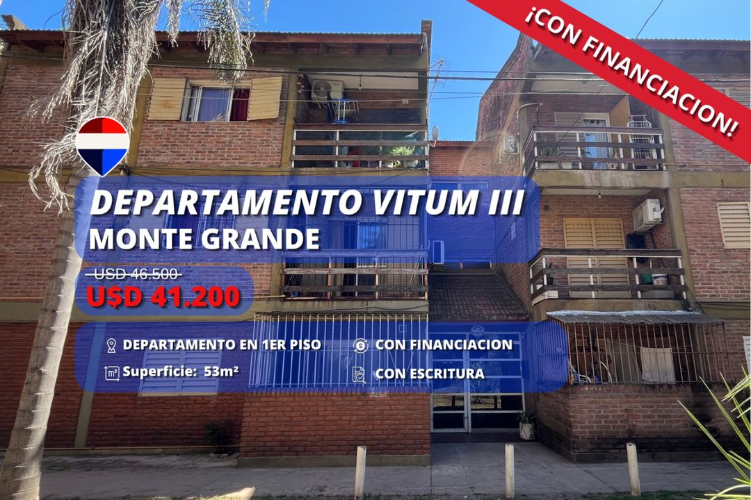 DEPARTAMENTO 3 AMBIENTES EN VENTA EN MONTE GRANDE