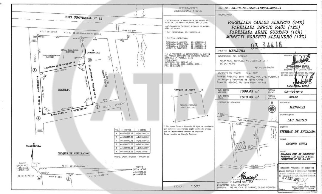 LOTE EN VENTA COLONIA SUIZA 1500 M2.