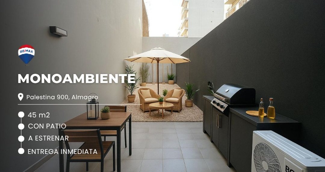 DEPARTAMENTO EN VENTA ALMAGRO MONOAMBIENTE PATIO