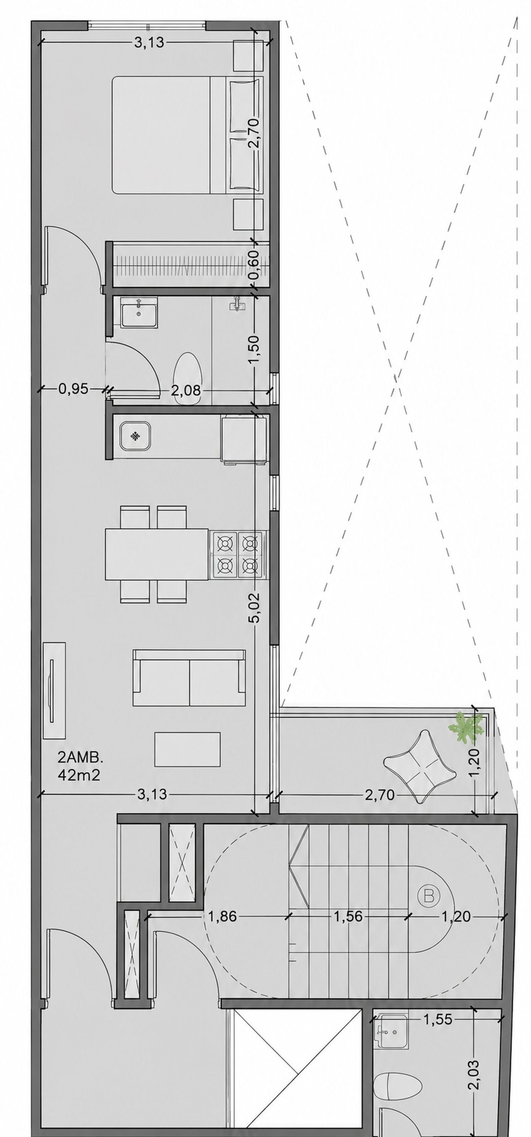 DEPARTAMENTO venta 2 AMBIENTES 42 METROS Caballito