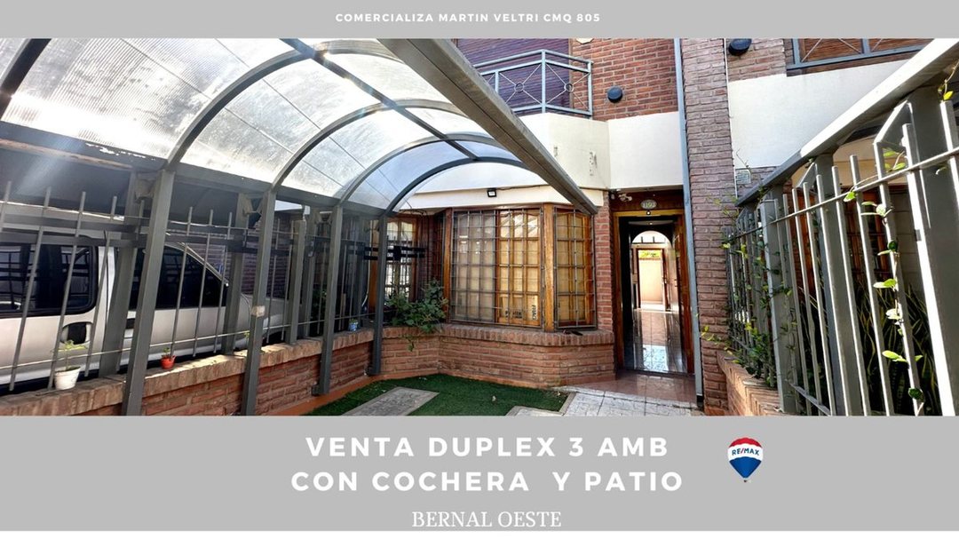 VENTA DUPLEX 3 AMBIENTES CON COCHERA EN  BERNAL