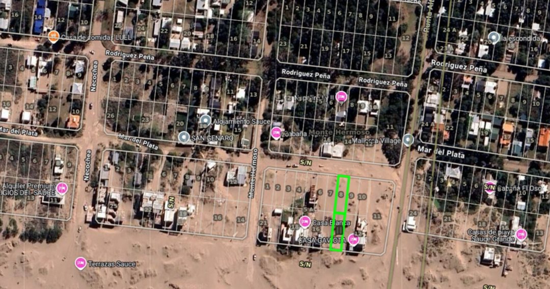 Dos lotes frente al mar en Sauce Grande 700m2