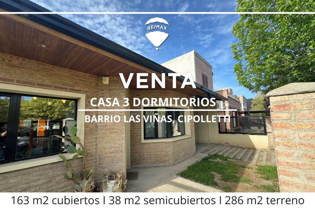 VENTA CASA 3 DORMITORIOS B° LAS VIÑAS CIPOLLETTI