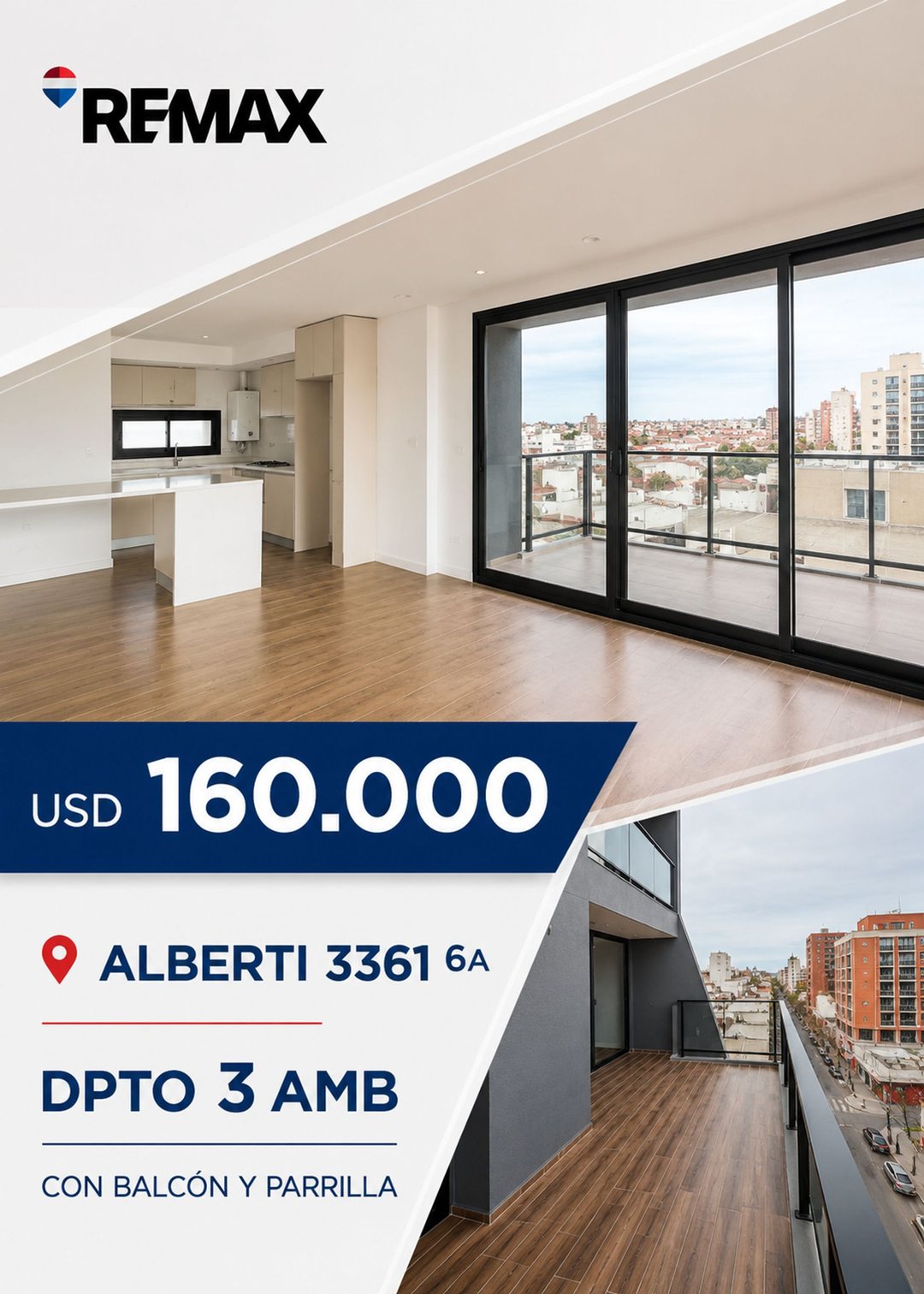 DPTO.  3 AMB. A ESTRENAR C/ BALCON Y PARRILLA
