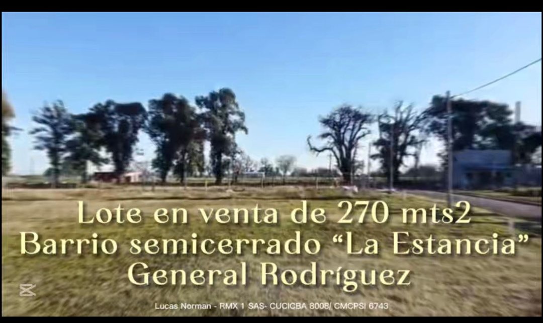 Venta lote 270m2 Barrio La Estancia Gral Rodriguez