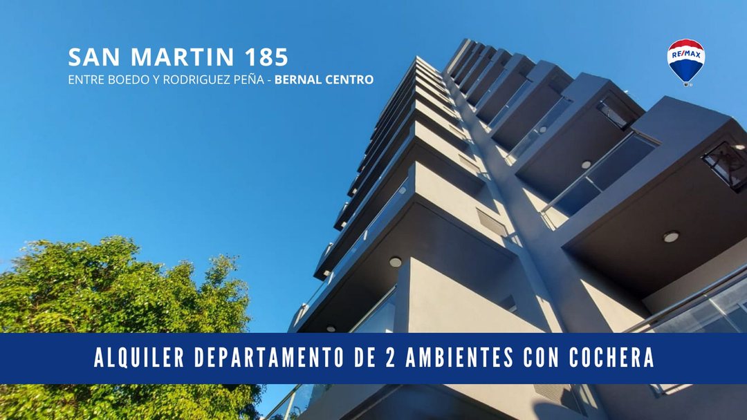 ALQUILER DEPARTAMENTO 2 AMB COCHERA. BERNAL CENTRO