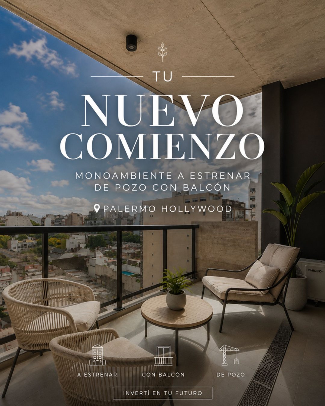 VENTA MONOAMBIENTE BALCON PALERMO HOLLYWOOD POZO
