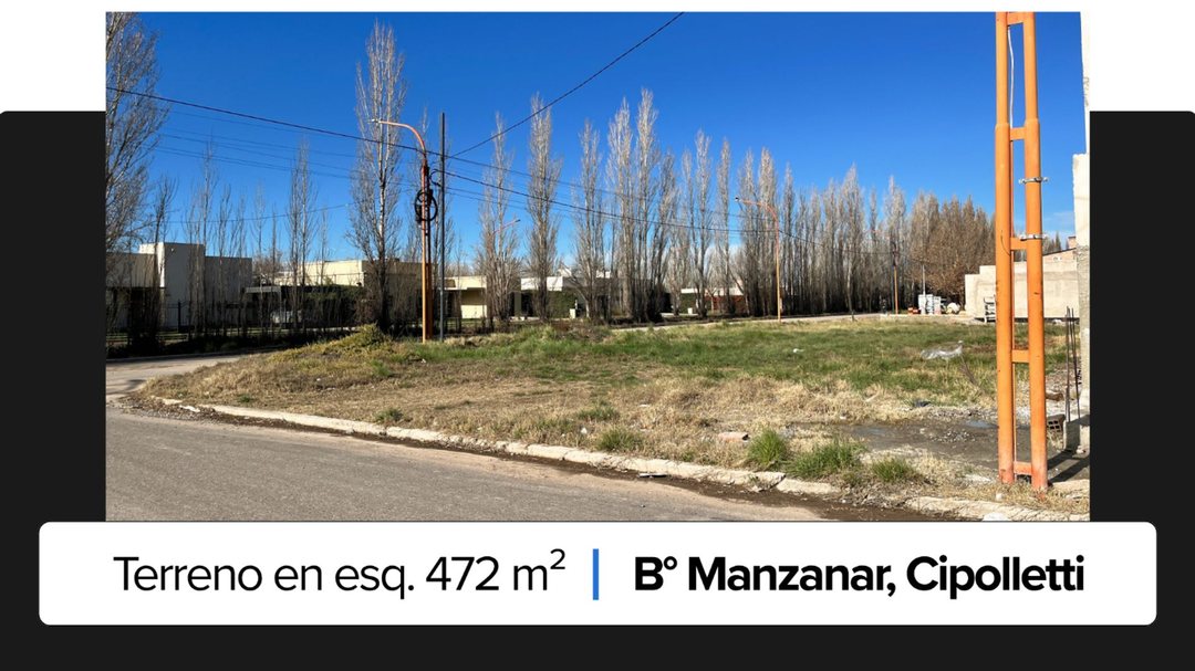 Terreno en esquina EN VENTA Barrio Manzanar