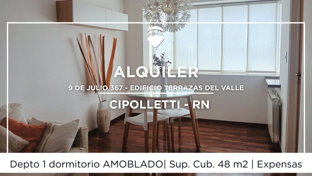 DPTO 1 DORMITORIO EN ALQUILER AMOBLADO CIPOLLETTI