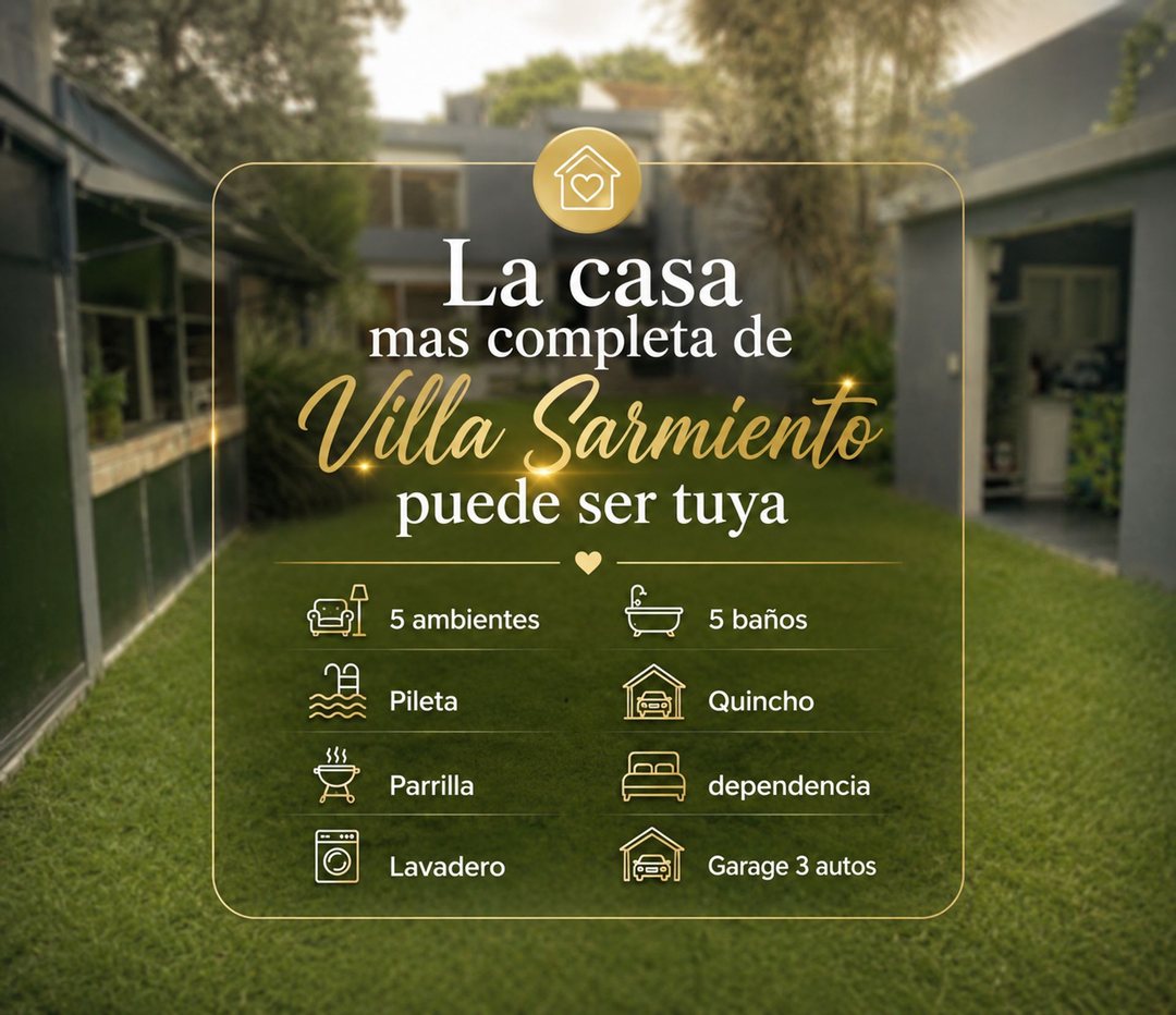 VENTA CASA VILLA SARMIENTO 5 AMB PARQUE Y PILETA