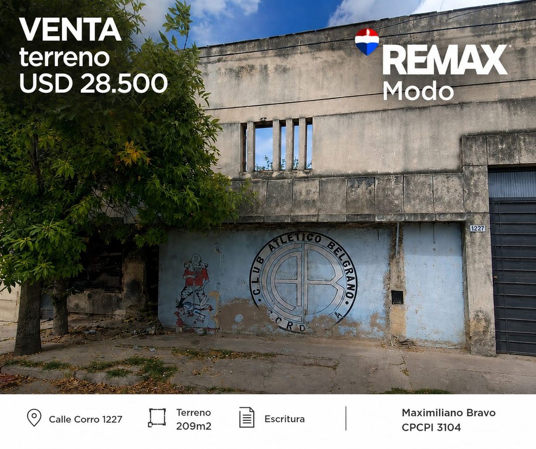 Venta terreno B. Guemes 209m2