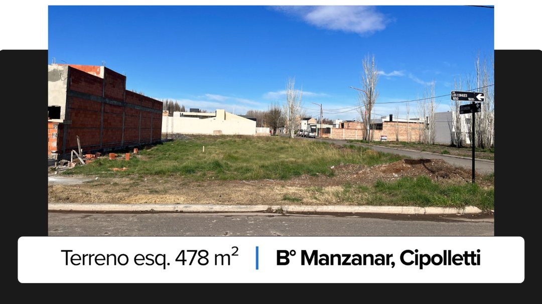 Terreno en esquina Venta! B. Manzanar Cipolletti