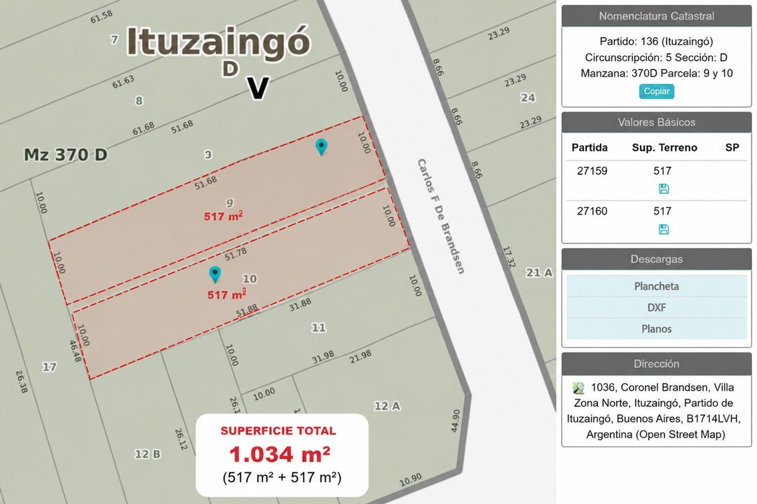 Terreno en venta Ituzaingo Norte, 1000 mts
