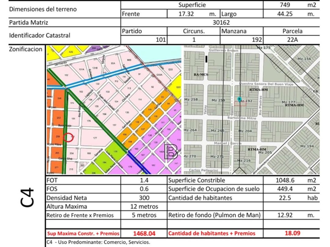 VENTA LOTE MORON APTO EMPRENDIMIENTO 749 MTS2