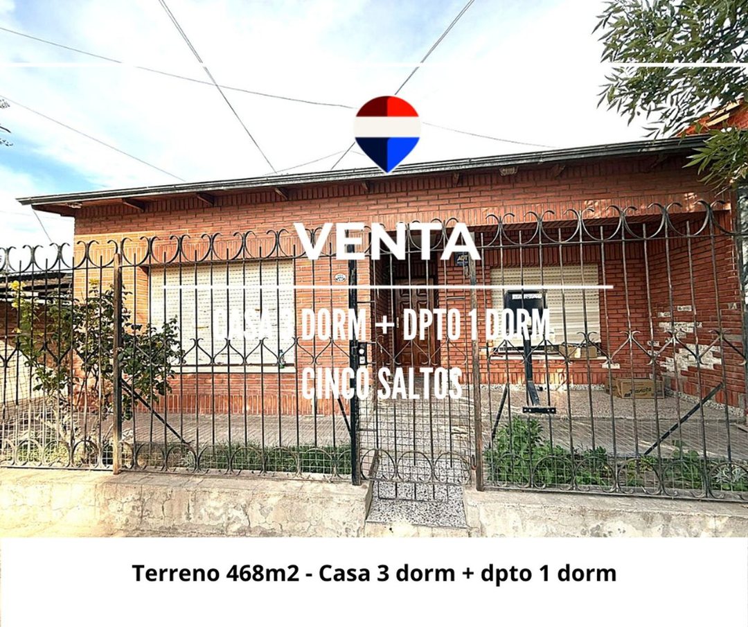 VENTA CASA  +  DEPARTAMENTO CINCO SALTOS