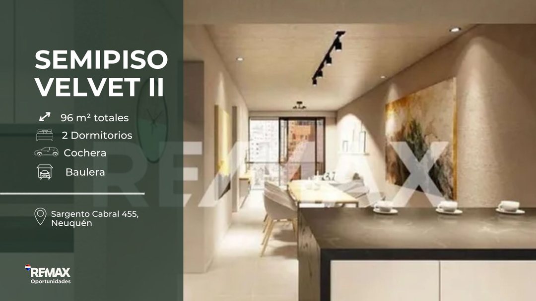 VENTA SEMIPISO 2 DORMITORIOS CON COCHERA VELVET ll