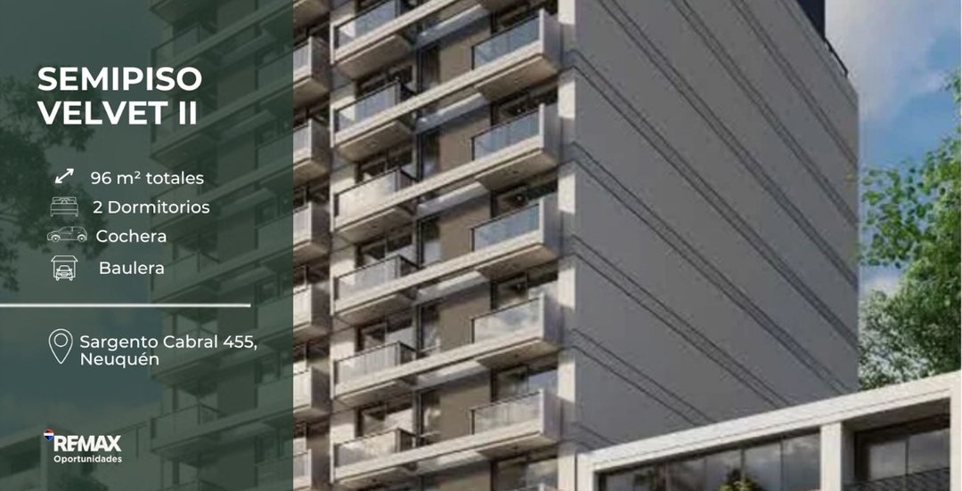 VENTA SEMIPISO 2 DORMITORIOS CON COCHERA VELVET ll