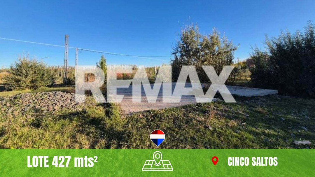 Lote 427m2 con platea - luz y gas - Cinco saltos