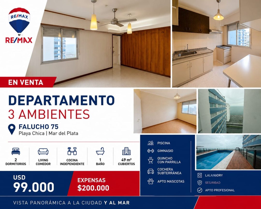 VENTA- DPTO. 3 AMBIENTES- PLAYA CHICA-FTE. AL MAR