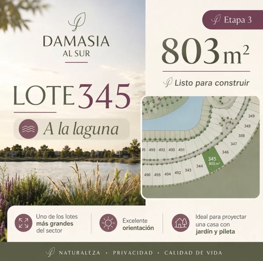 Lote con Salida a la Laguna-Damasia al Sur canning