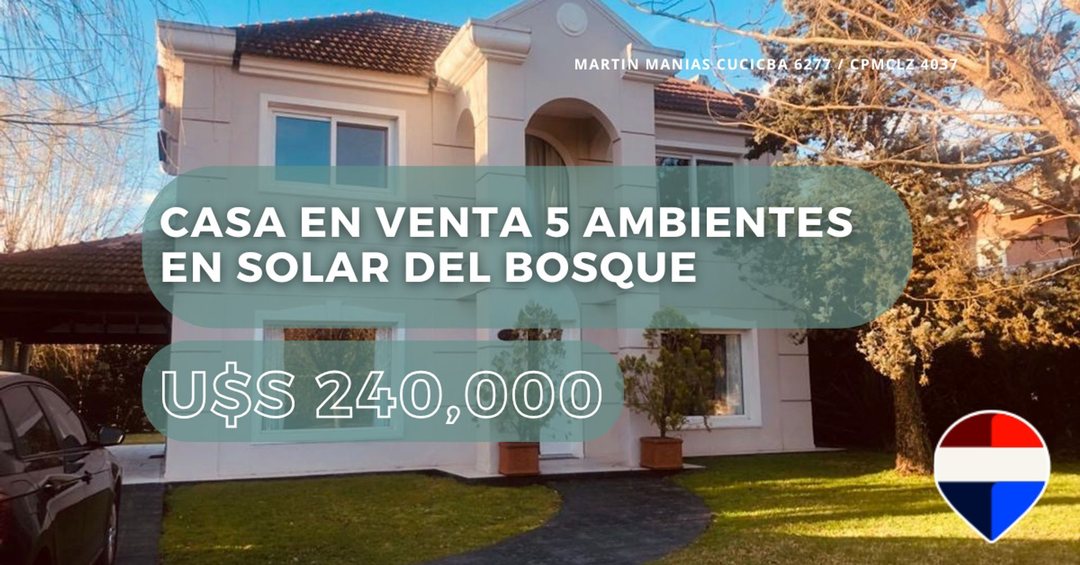 CASA EN VENTA 5 AMBIENTES EN SOLAR DEL BOSQUE