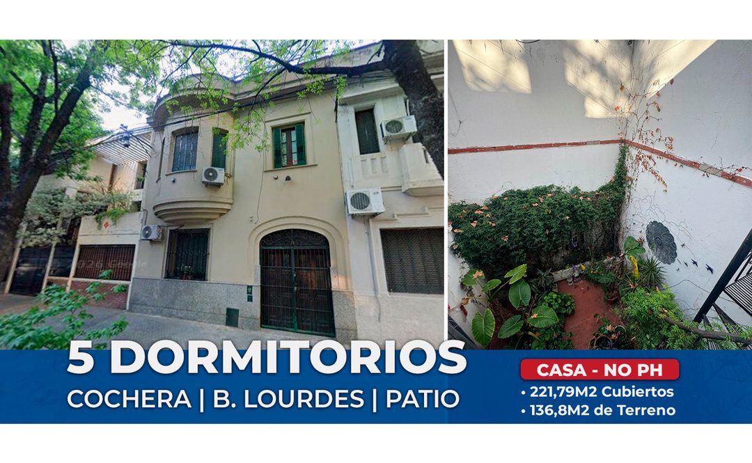 CASA EN VENTA 5 DORM. CON PATIO BARRIO LOURDES