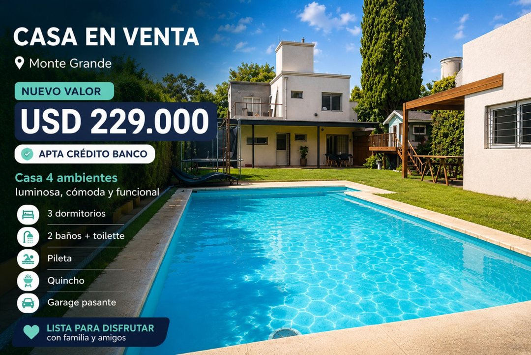 CASA 4 AMBIENTES EN VENTA EN MONTE GRANDE