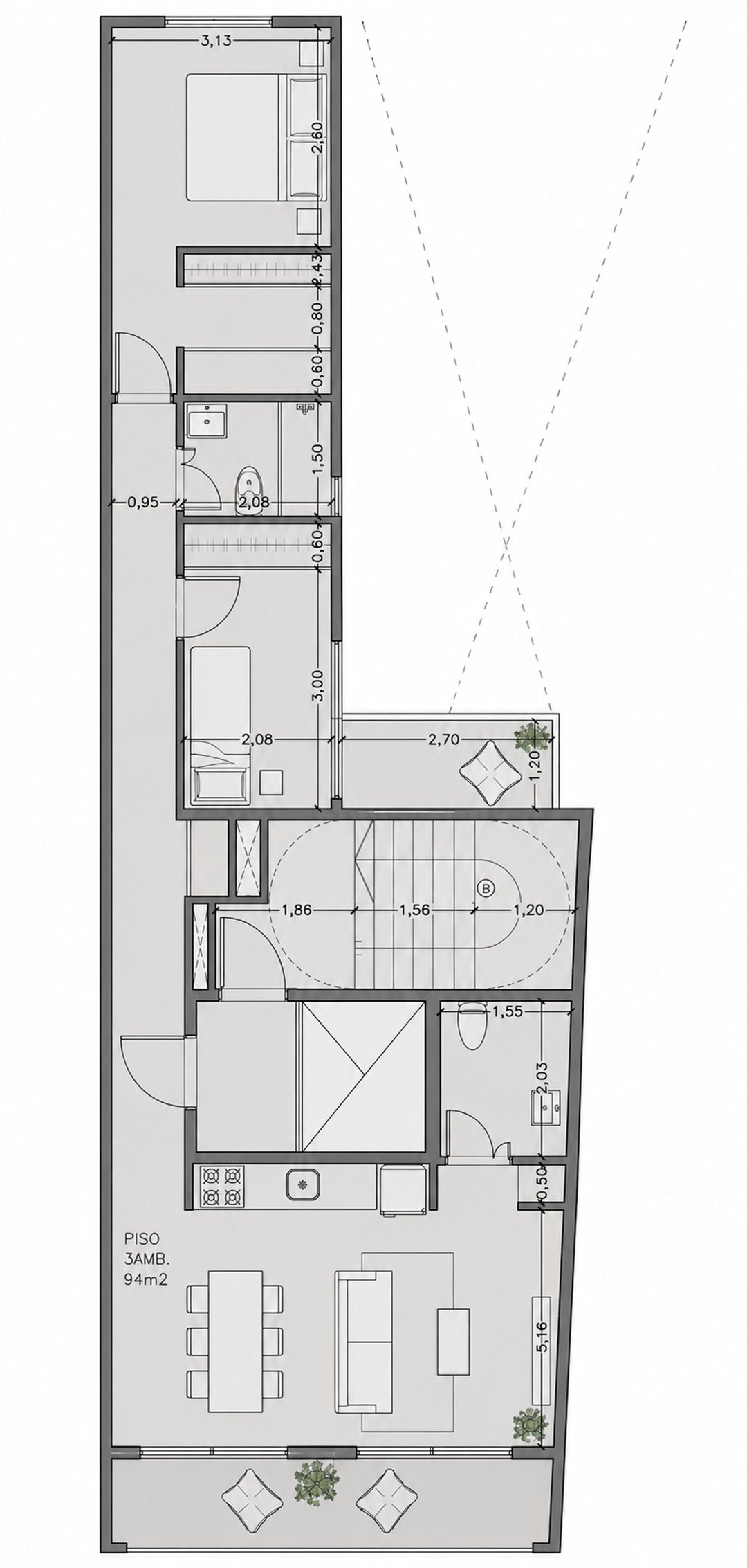 DEPARTAMENTO venta 3 AMBIENTES 94 METROS Caballito