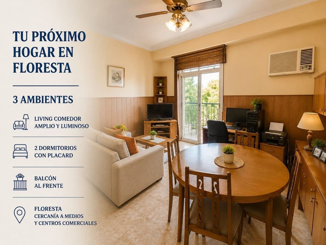 VENTA DEPARTAMENTO 3 AMBIENTES FLORESTA BALCON