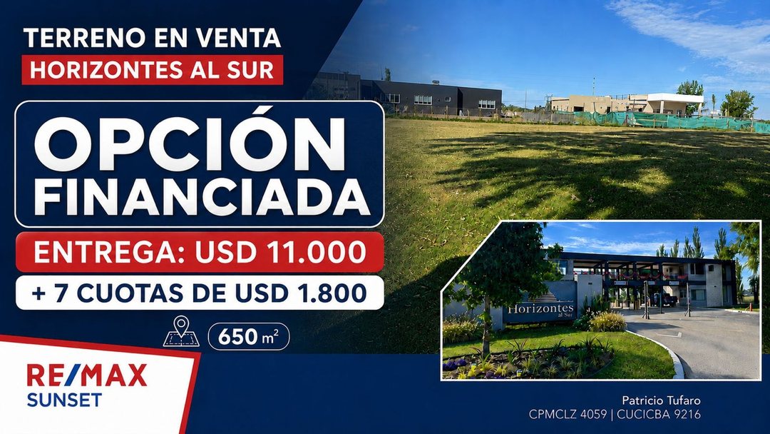 TERRENO EN VENTA HORIZONTES AL SUR FINANCIADO