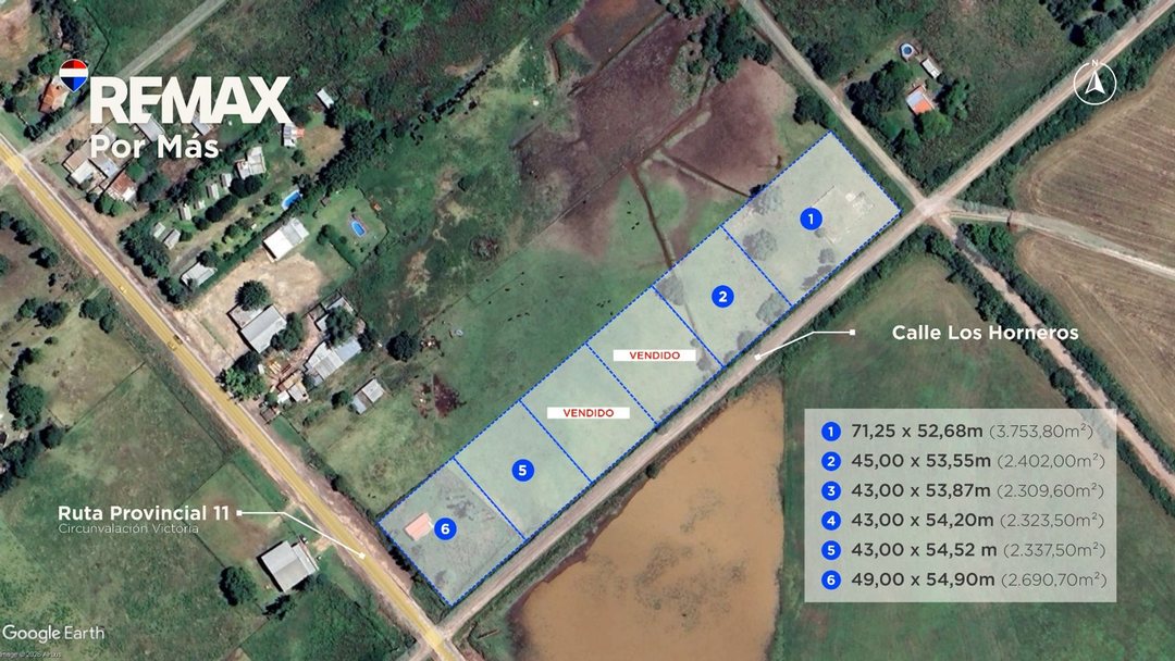 Terreno 3750m2 con platea de hormigón a mts de R11