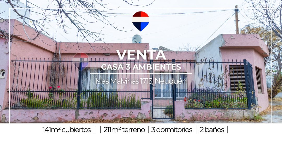 VENTA Casa 3 dormitorios y estudio en esquina NQN