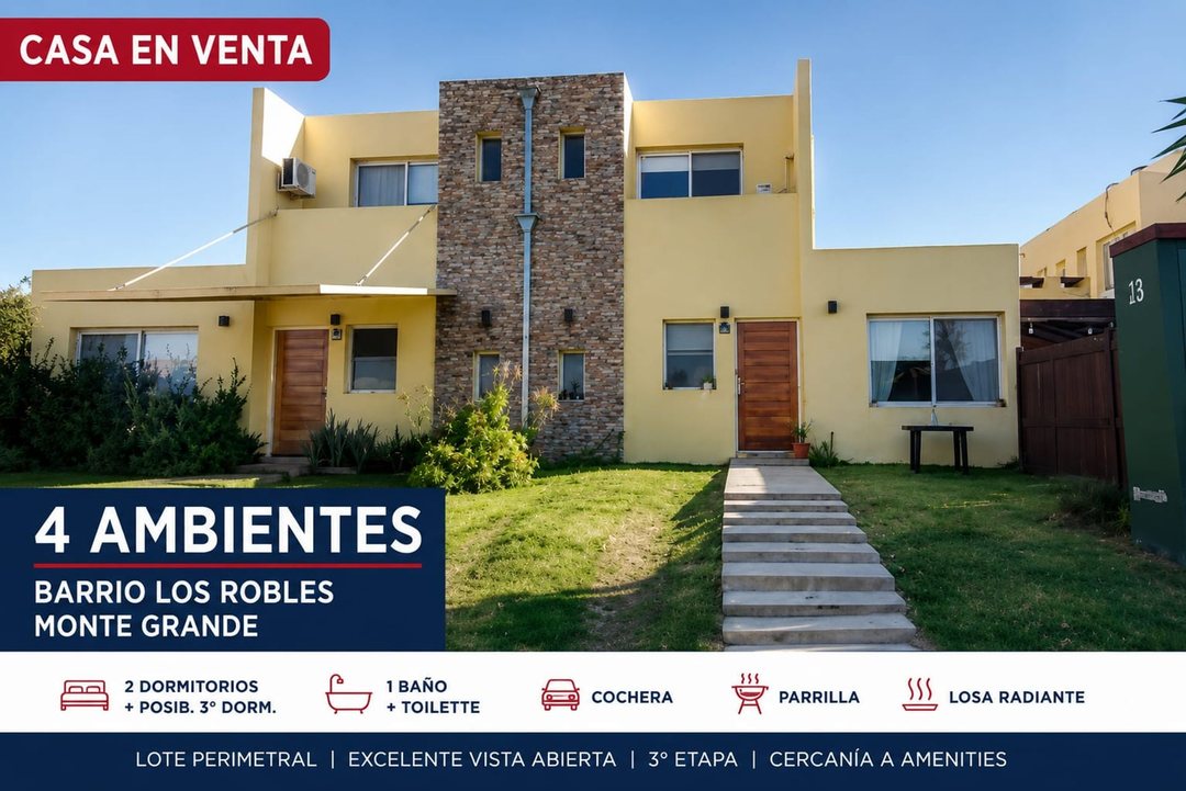 CASA EN VENTA 4 AMBIENTES LOS ROBLES MONTE GRANDE