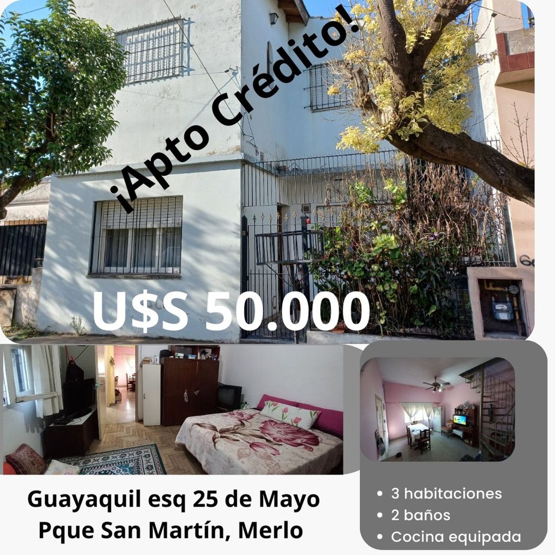 Venta Casa Merlo 4 ambientes 2 baños Apto Crédito!