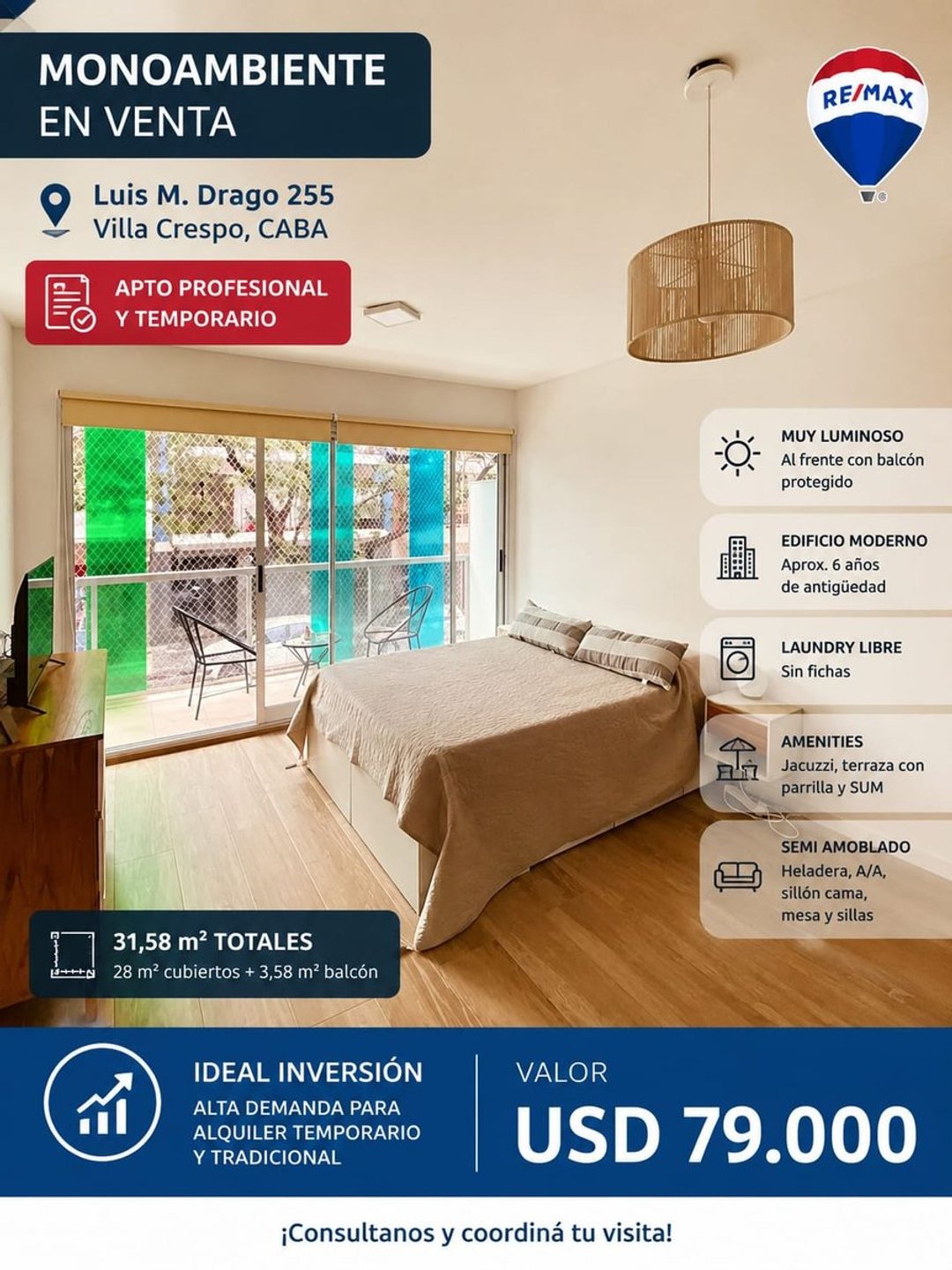 VENTA MONOAMBIENTE  EN VILLA CRESPO APTO CRÉDITO