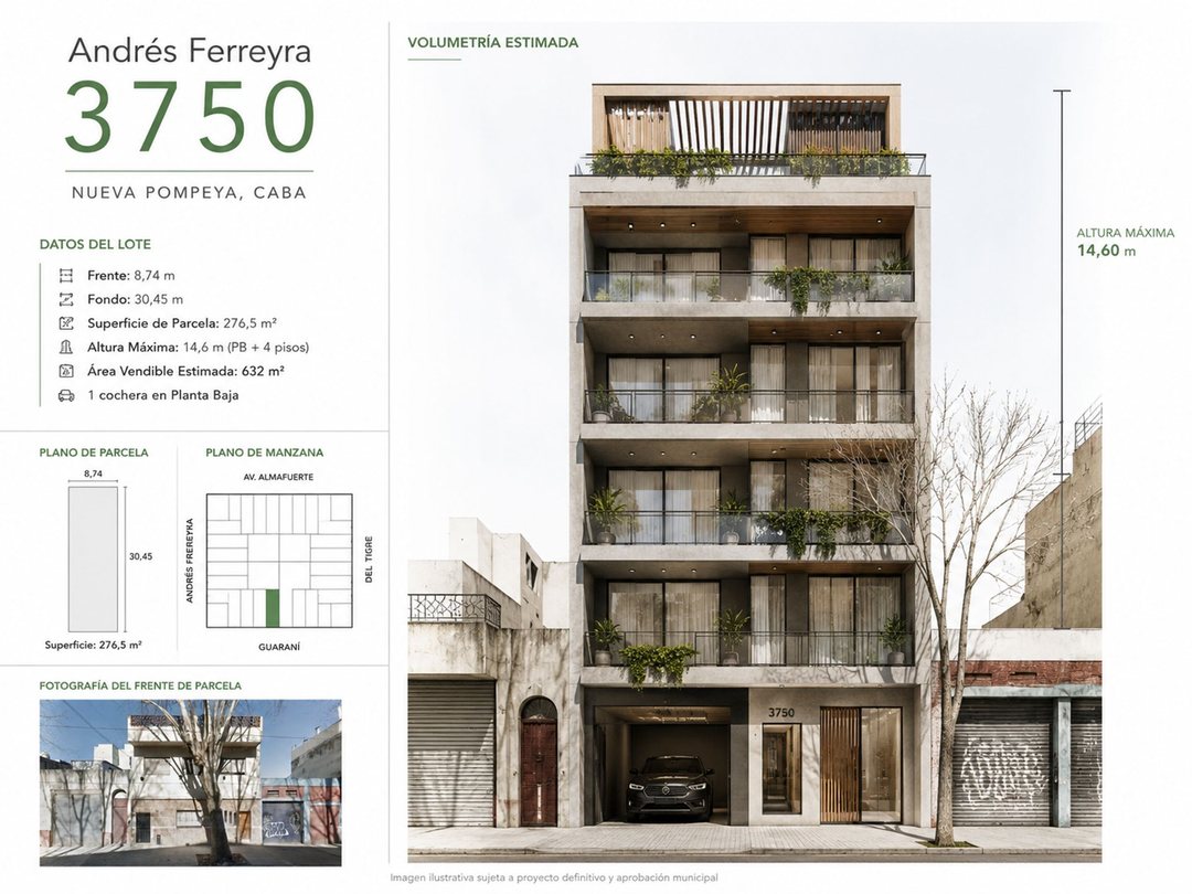 LOTE PARA DESARROLLO  632 METROS VENDIBLES
