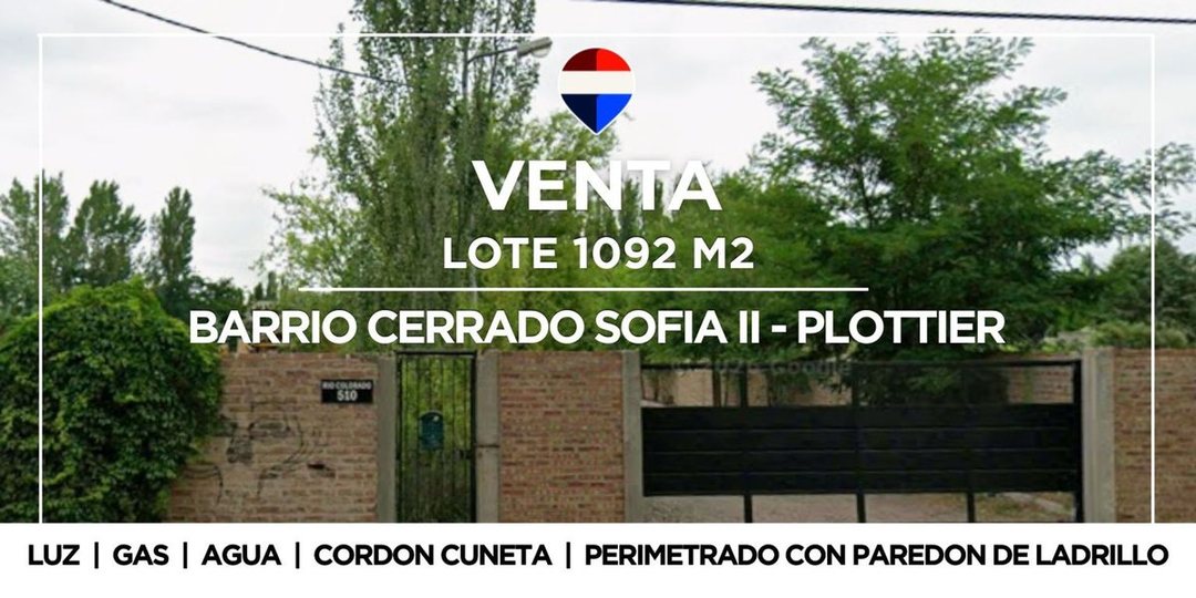 VENTA LOTE  B° CERRADO SOFIA II, PLOTTIER.