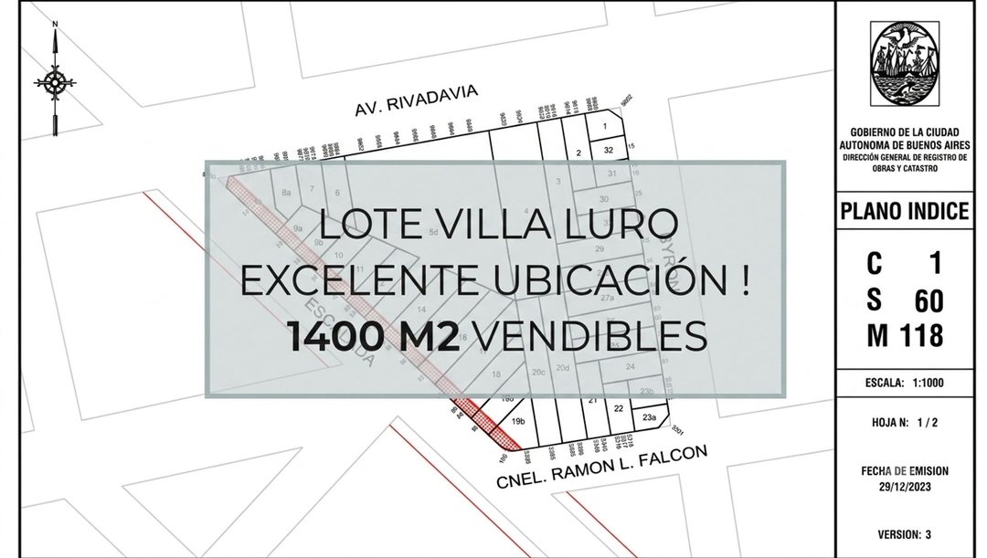 LOTE VENTA VILLA LURO 1400 M2 VENDIBLES
