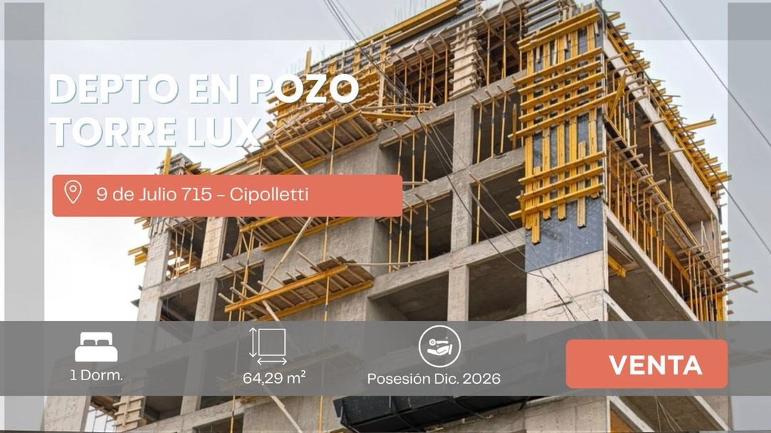 VENTA DEPARTAMENTO 1 DOR.  TORRE LUX CIPOLLETTI