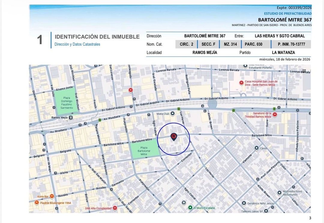 Terreno Venta PB+7 Pisos Centro Ramos Mejía