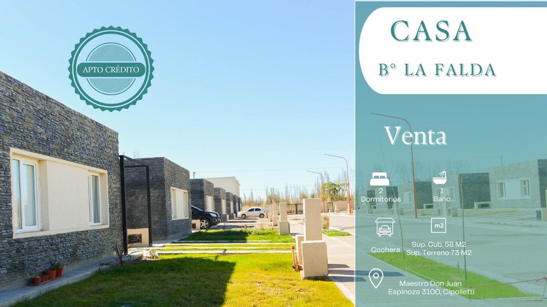 VENTA CASAS 2 DORM. LA FALDA, CIPOLLETTI