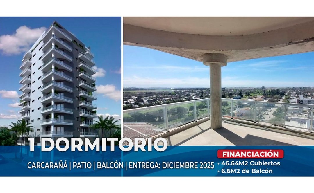 DEPTO EN VENTA 1 DORM C/ PATIO - CARCARAÑA