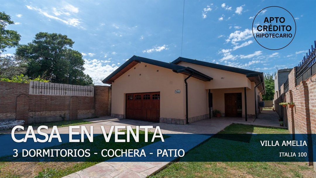 CASA DE 3 DORMITORIOS CON COCHERA EN VILLA AMELIA
