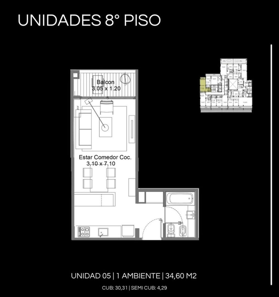 Departamento monoambiente a estr. full amenities