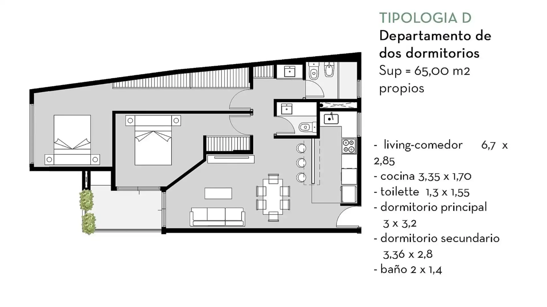 2 DORMITORIOS CON AMENITIES Bº ALTO ALBERDI (RECIBO MENOR)