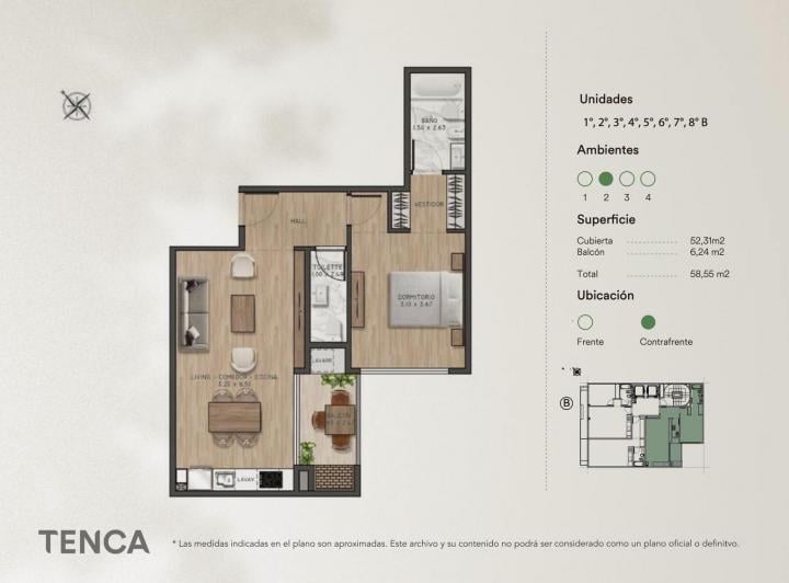 Departamento · 53m² · 2 Ambientes