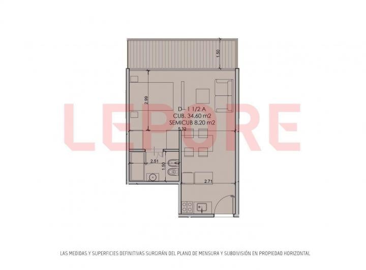 Departamento · 34m² · 1 Ambiente