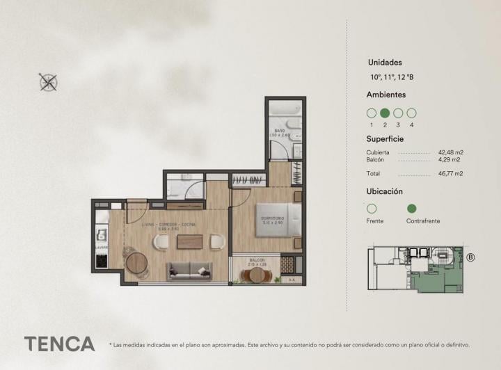 Departamento · 42m² · 2 Ambientes